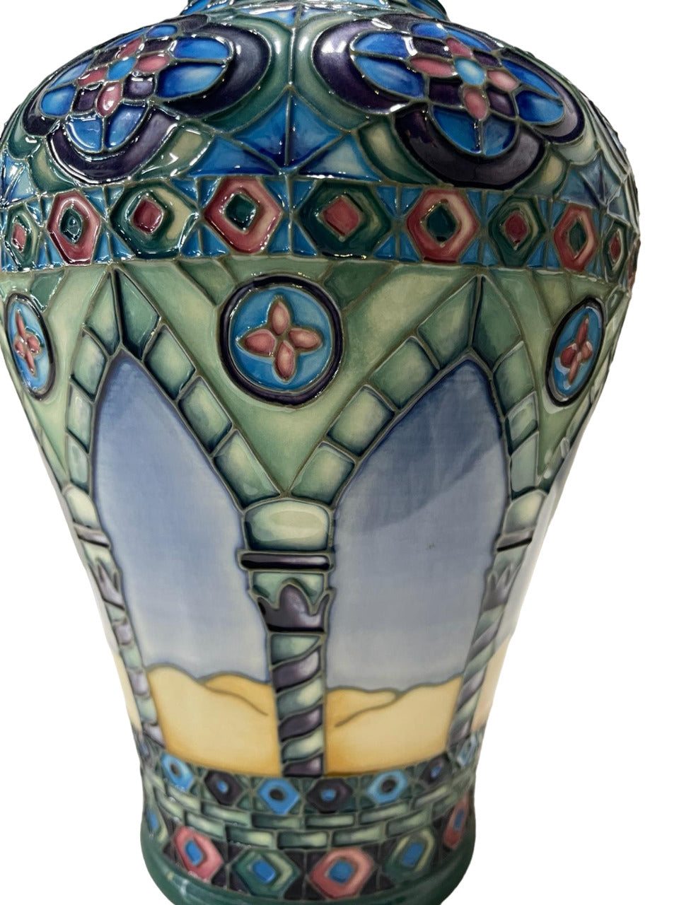 Modern MOORCROFT Meknes Pattern 576/9 Vase, designed by Beverley Wilkes numbered 66/350