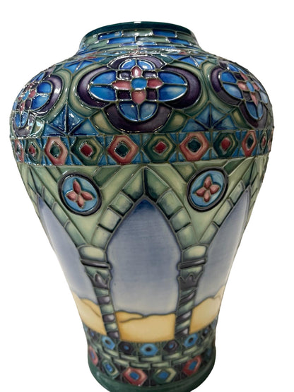 Modern MOORCROFT Meknes Pattern 576/9 Vase, designed by Beverley Wilkes numbered 66/350