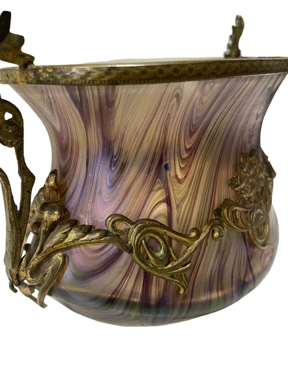 French ART NOUVEAU glass bronze-mounted BOWL: a stunning piece of art for your collection