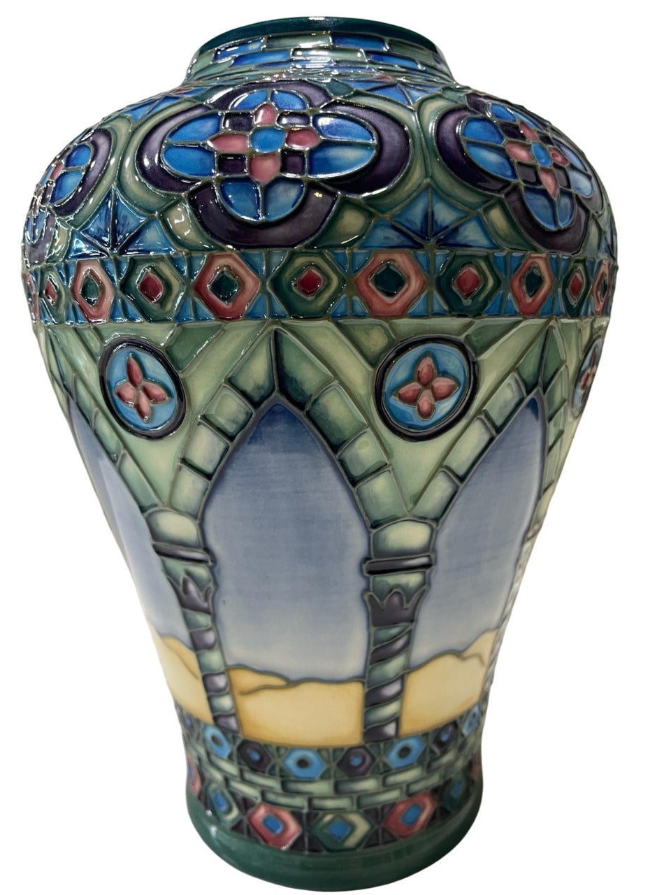 Modern MOORCROFT Meknes Pattern 576/9 Vase, designed by Beverley Wilkes numbered 66/350