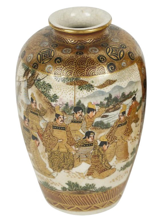 JAPANESE SATSUMA Pottery Gilded Vase 20th Century. Marked