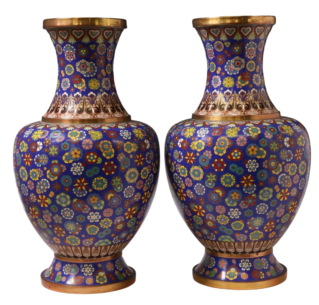 Pair of CHINESE Cloisonne MILLEFIORI Vases