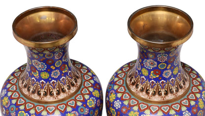 Pair of CHINESE Cloisonne MILLEFIORI Vases