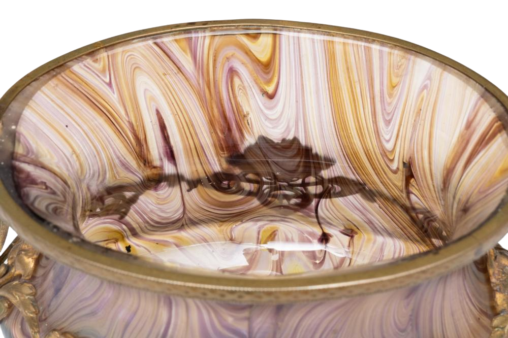 French ART NOUVEAU glass bronze-mounted BOWL: a stunning piece of art for your collection