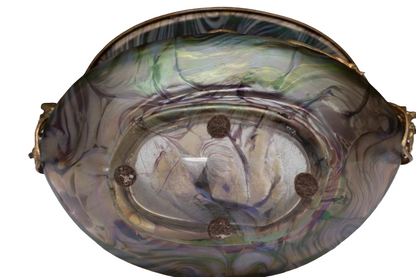 French ART NOUVEAU glass bronze-mounted BOWL: a stunning piece of art for your collection