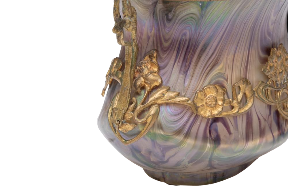 French ART NOUVEAU glass bronze-mounted BOWL: a stunning piece of art for your collection