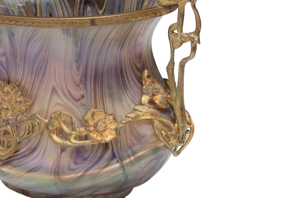 French ART NOUVEAU glass bronze-mounted BOWL: a stunning piece of art for your collection