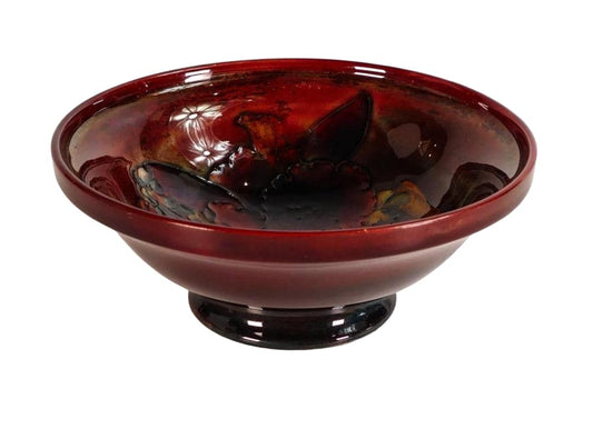 MOORCROFT Flambe footed bowl decorated in the Orchid design