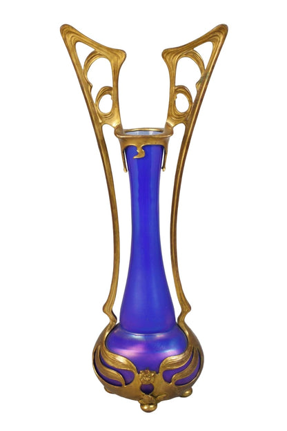 Pair of ART NOUVEAU mounted glass vases in the style of Orivit