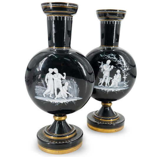 19th Century Pair of MARY GREGORY Vases with LOVERS Scenes