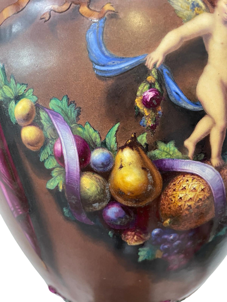 Royal WORCESTER MAJOLICA Large Pedestal Footed URN painted by Josiah Rushton, 1864