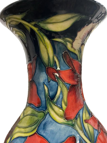 MOORCROFT " Fleur Rouge " VASE designed by Shirley Hayes, 18/50, 2002