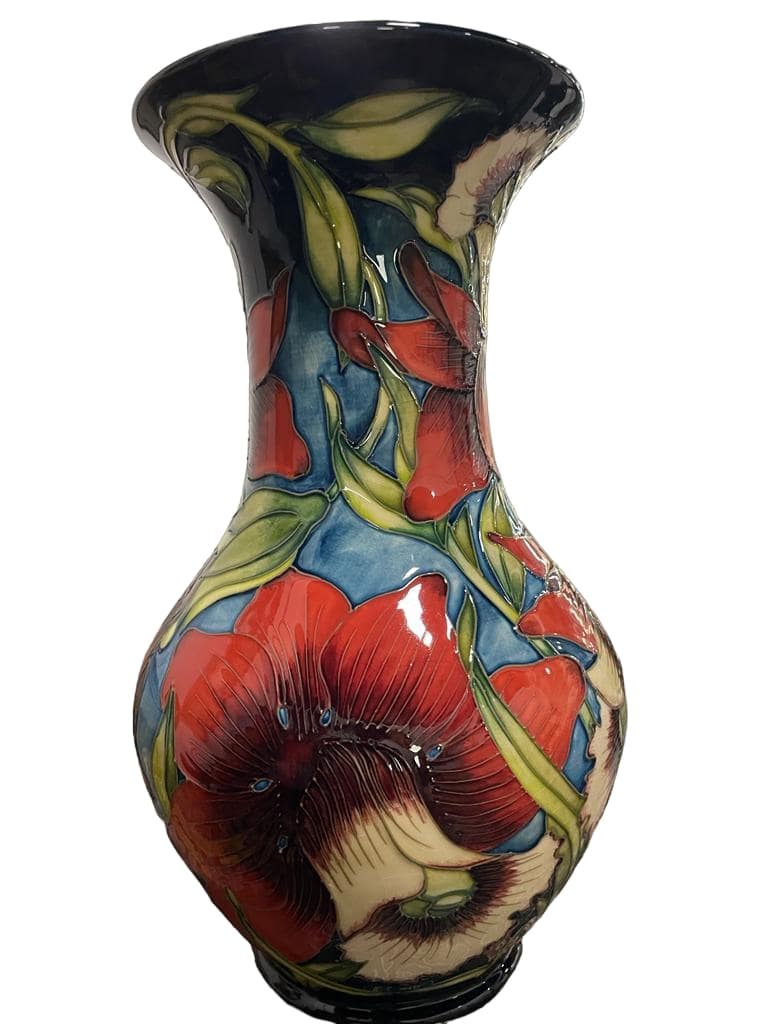 MOORCROFT " Fleur Rouge " VASE designed by Shirley Hayes, 18/50, 2002