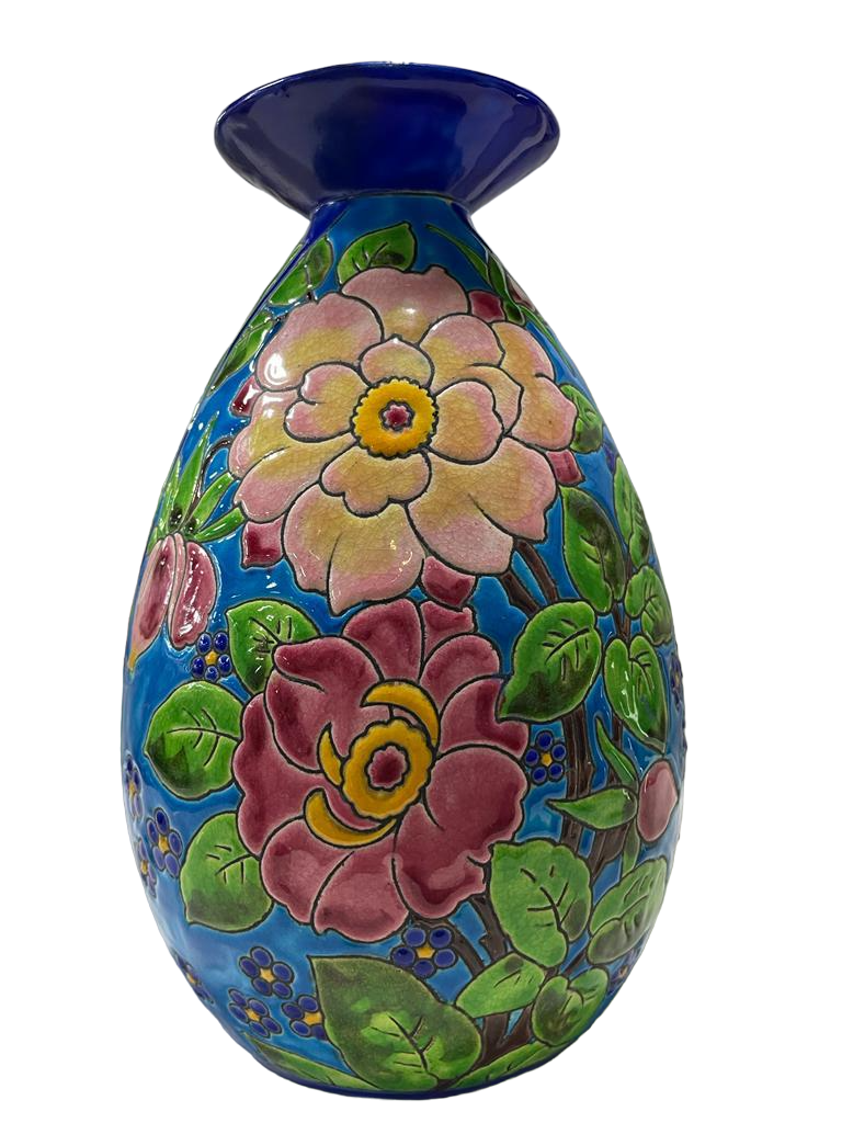 CATTEAU Charles, Boch KERAMIS FRERES Vase "Fleurs" 1933