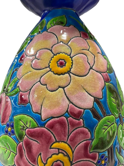 CATTEAU Charles, Boch KERAMIS FRERES Vase "Fleurs" 1933