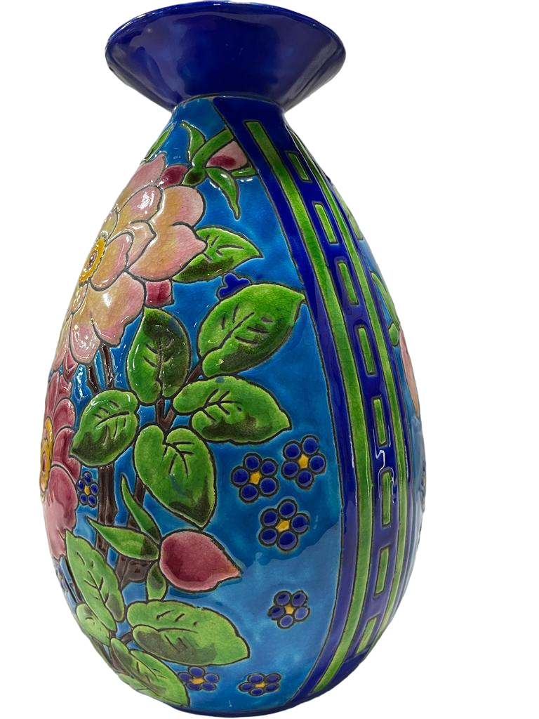 CATTEAU Charles, Boch KERAMIS FRERES Vase "Fleurs" 1933