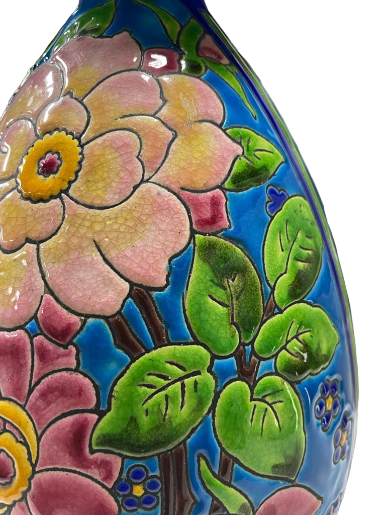 CATTEAU Charles, Boch KERAMIS FRERES Vase "Fleurs" 1933