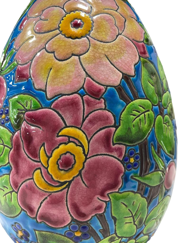 CATTEAU Charles, Boch KERAMIS FRERES Vase "Fleurs" 1933