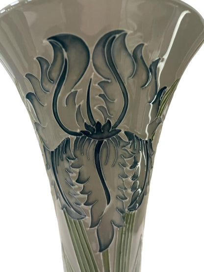 LIMITED EDITION Moorcroft Green Iris vase, from the Legacy collection dated 2013 BOXED