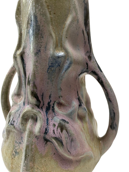 ART NOUVEAU two-handled GREBER Vase, with some pink flashes, refined ceramic