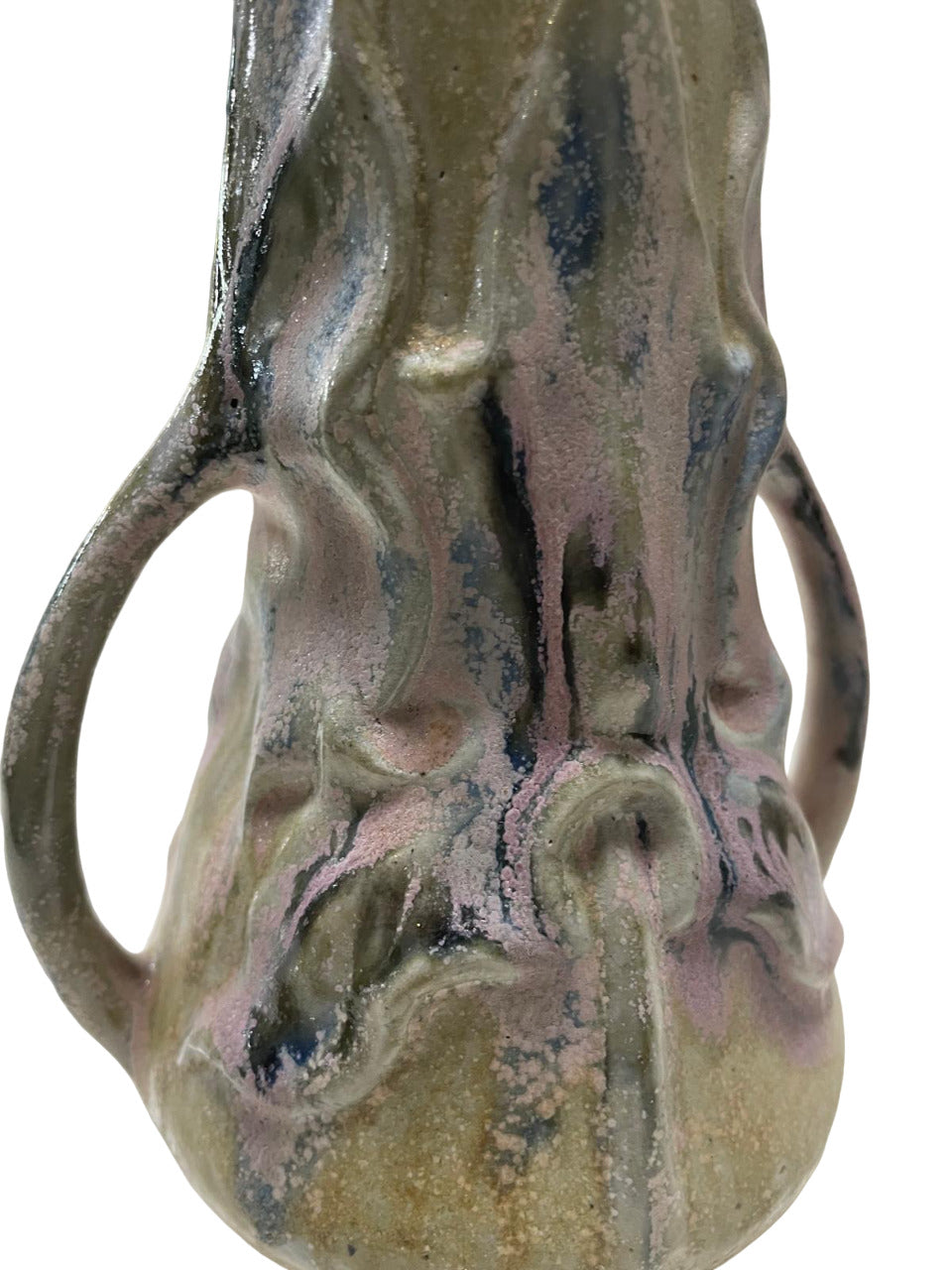 ART NOUVEAU two-handled GREBER Vase, with some pink flashes, refined ceramic