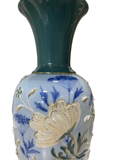 UNIQUE RARE William MOORCROFT Macintyre Faience Floral Vase circa 1867