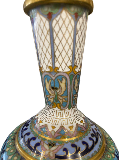 ASIAN CLOISSONE Enamel Vase. Extremely decorative.