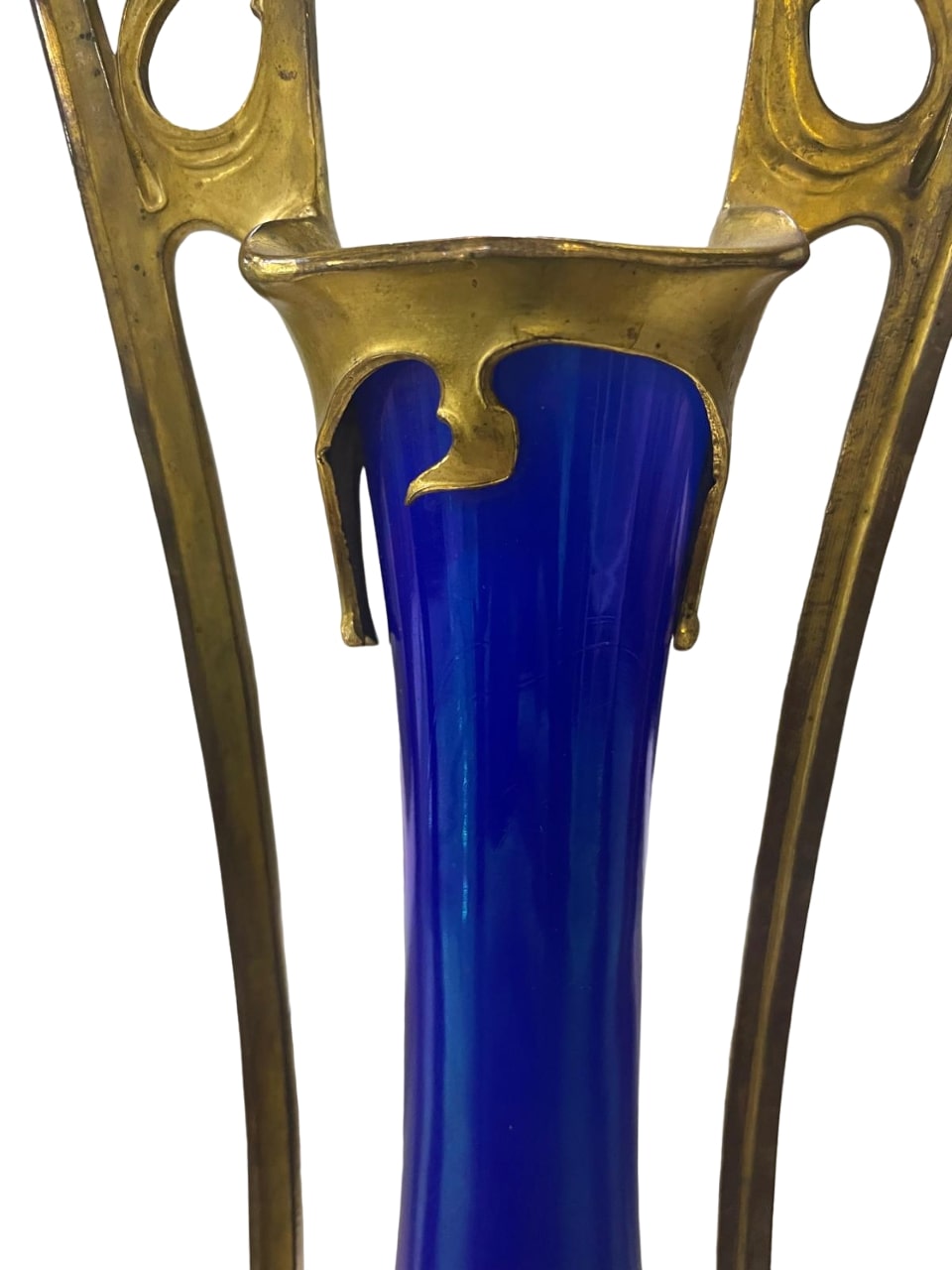 Pair of ART NOUVEAU mounted glass vases in the style of Orivit