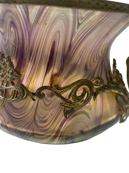 French ART NOUVEAU glass bronze-mounted BOWL: a stunning piece of art for your collection