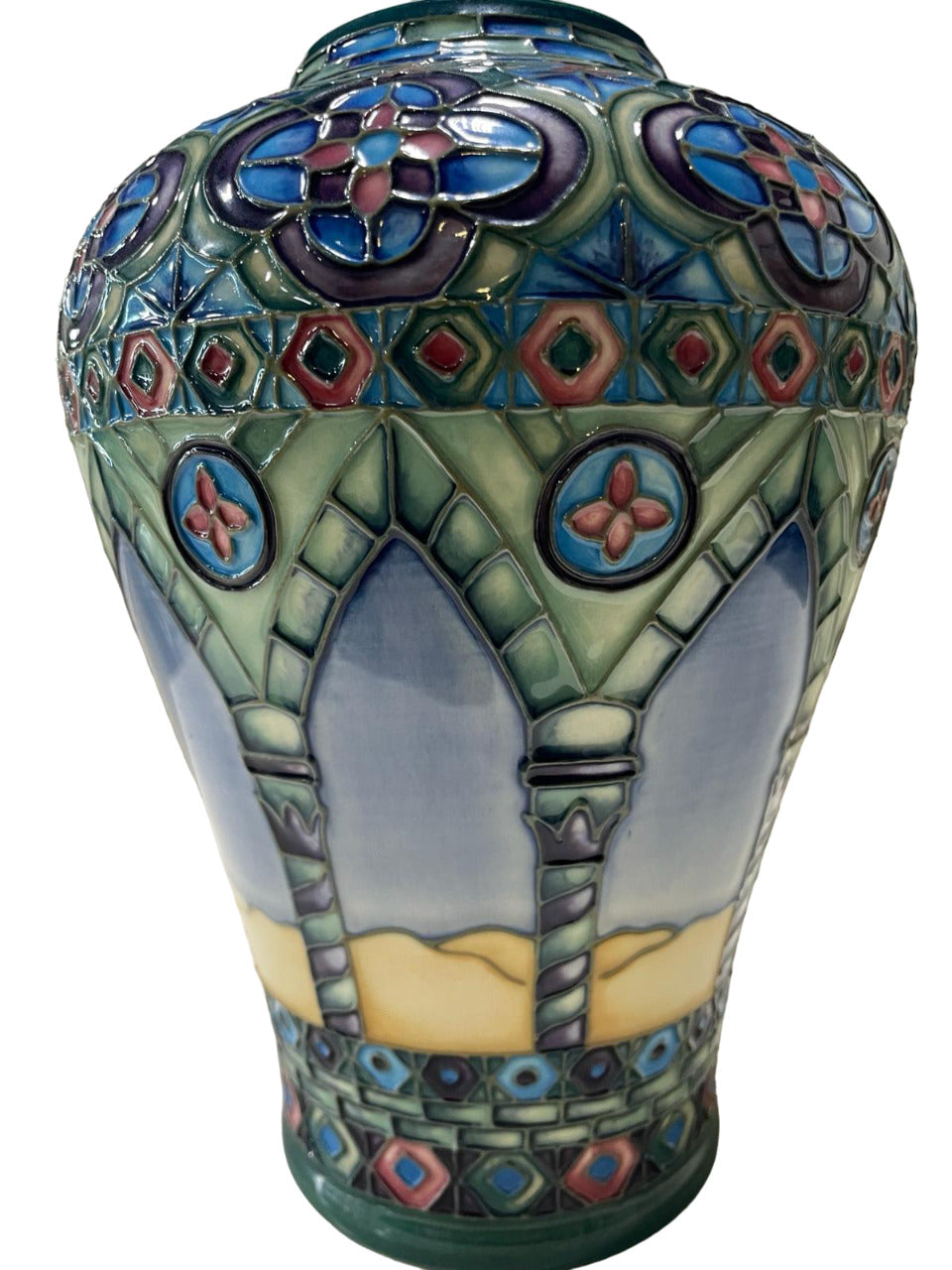 Modern MOORCROFT Meknes Pattern 576/9 Vase, designed by Beverley Wilkes numbered 66/350