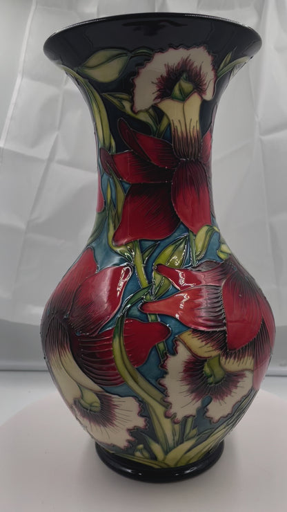 MOORCROFT " Fleur Rouge " VASE designed by Shirley Hayes, 18/50, 2002