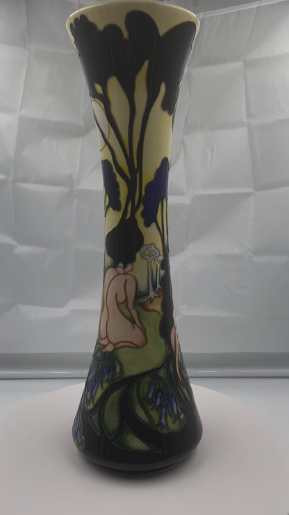 MOORCROFT Art Pottery Moon Shadows pattern by Kerry Goodwin LARGE TRIAL trumpet vase. Dated  15/1/16.