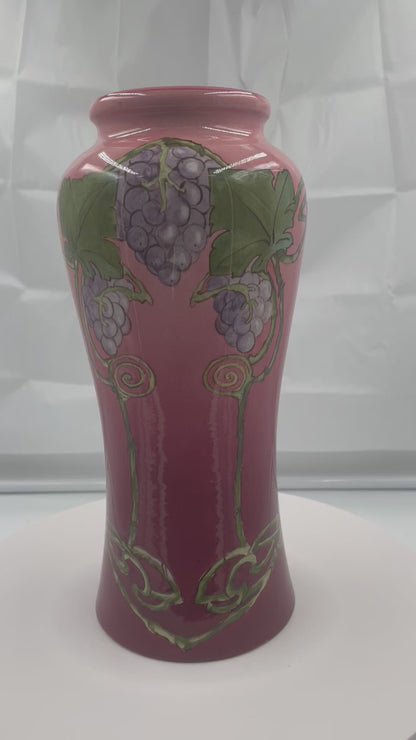 DOULTON Lambeth Faience ART NOUVEAU style vase. Pink. Circa 1905.