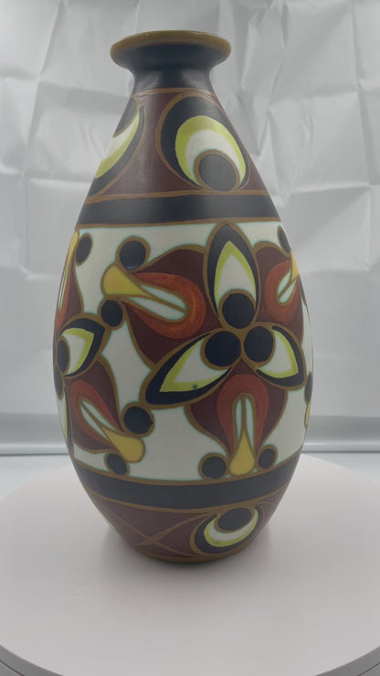 Art Deco Boch Keramis Polychrome Vase Charles Catteau Collection