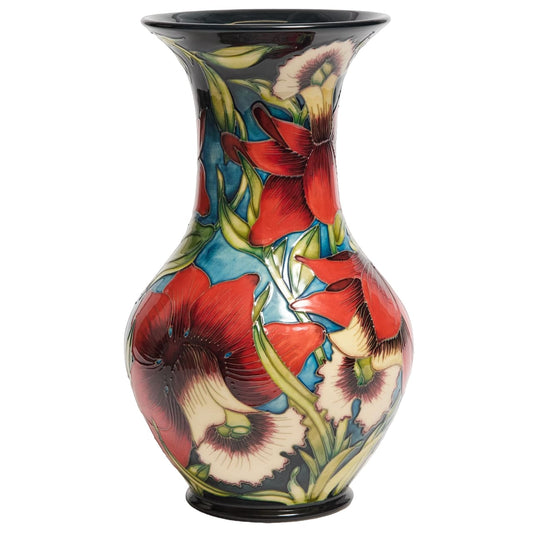 MOORCROFT " Fleur Rouge " VASE designed by Shirley Hayes, 18/50, 2002