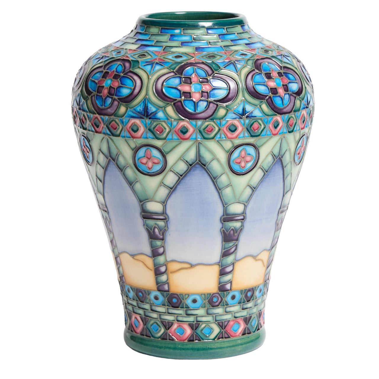 Modern MOORCROFT Meknes Pattern 576/9 Vase, designed by Beverley Wilkes numbered 66/350