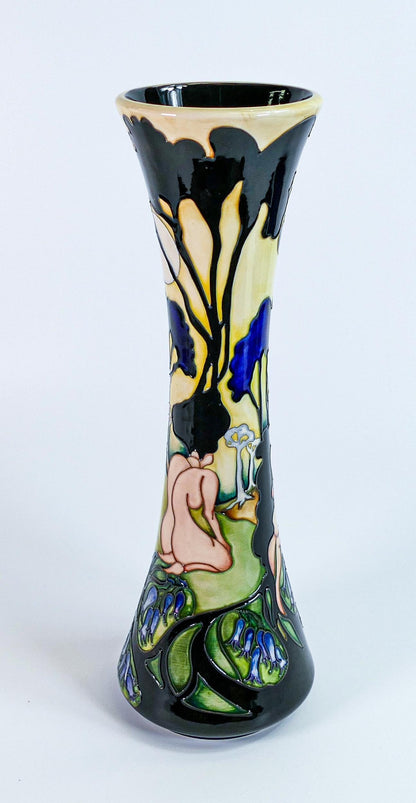 MOORCROFT Art Pottery Moon Shadows pattern by Kerry Goodwin LARGE TRIAL trumpet vase. Dated  15/1/16.