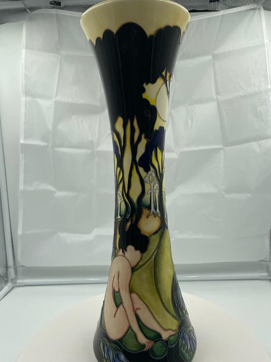 MOORCROFT Art Pottery Moon Shadows pattern by Kerry Goodwin LARGE TRIAL trumpet vase. Dated  15/1/16.