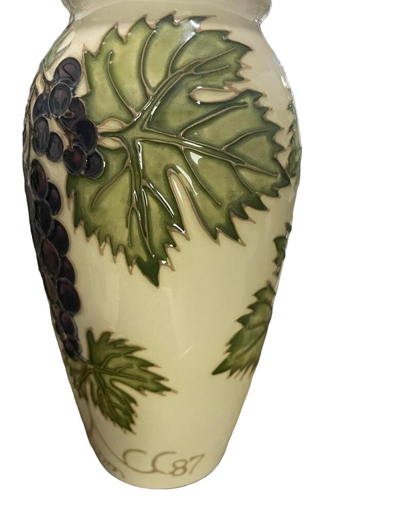 Moorcroft Grapevine Vase by Sally Tuffin for the Moorcroft Collector Club BOXED