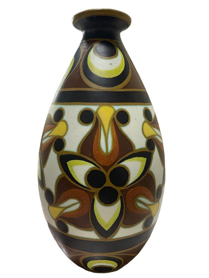 Art Deco Boch Keramis Polychrome Vase Charles Catteau Collection