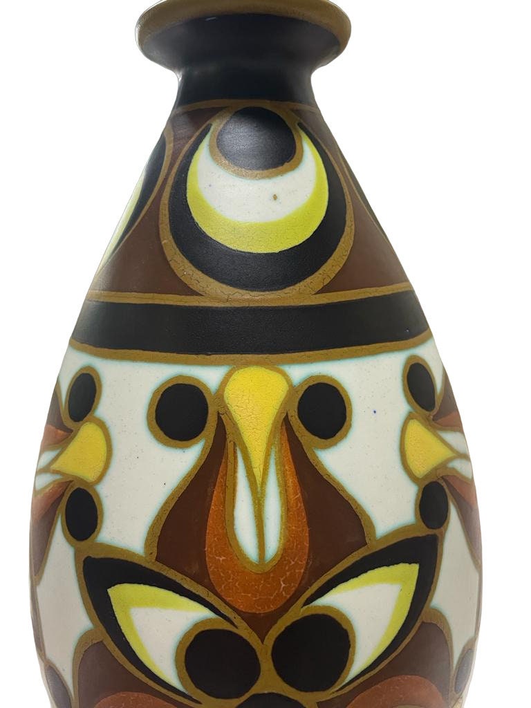 Art Deco Boch Keramis Polychrome Vase Charles Catteau Collection