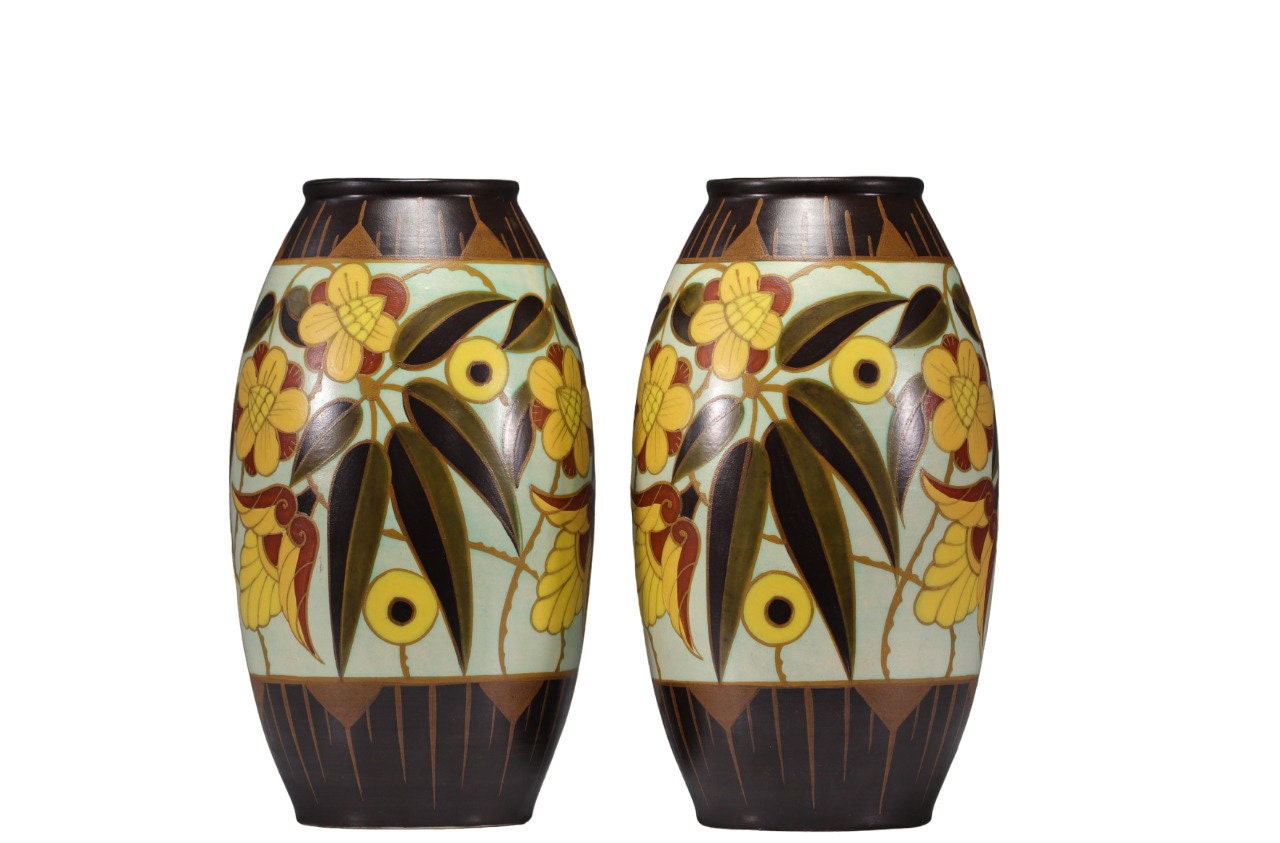 Pair of  Art Deco Boch Keramis Vase after Charles Catteau