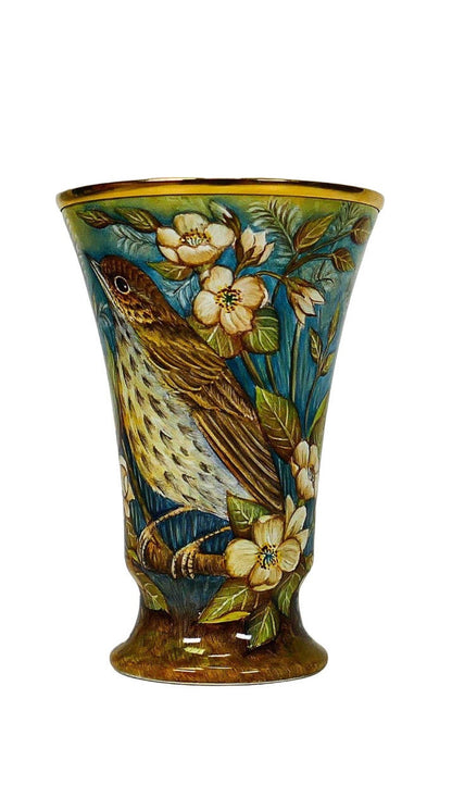 Delicate MOORCROFT enamel in the Song Thrush by Sandra Dance design Limited edition 7/35. BEST QUALITY.Boxed